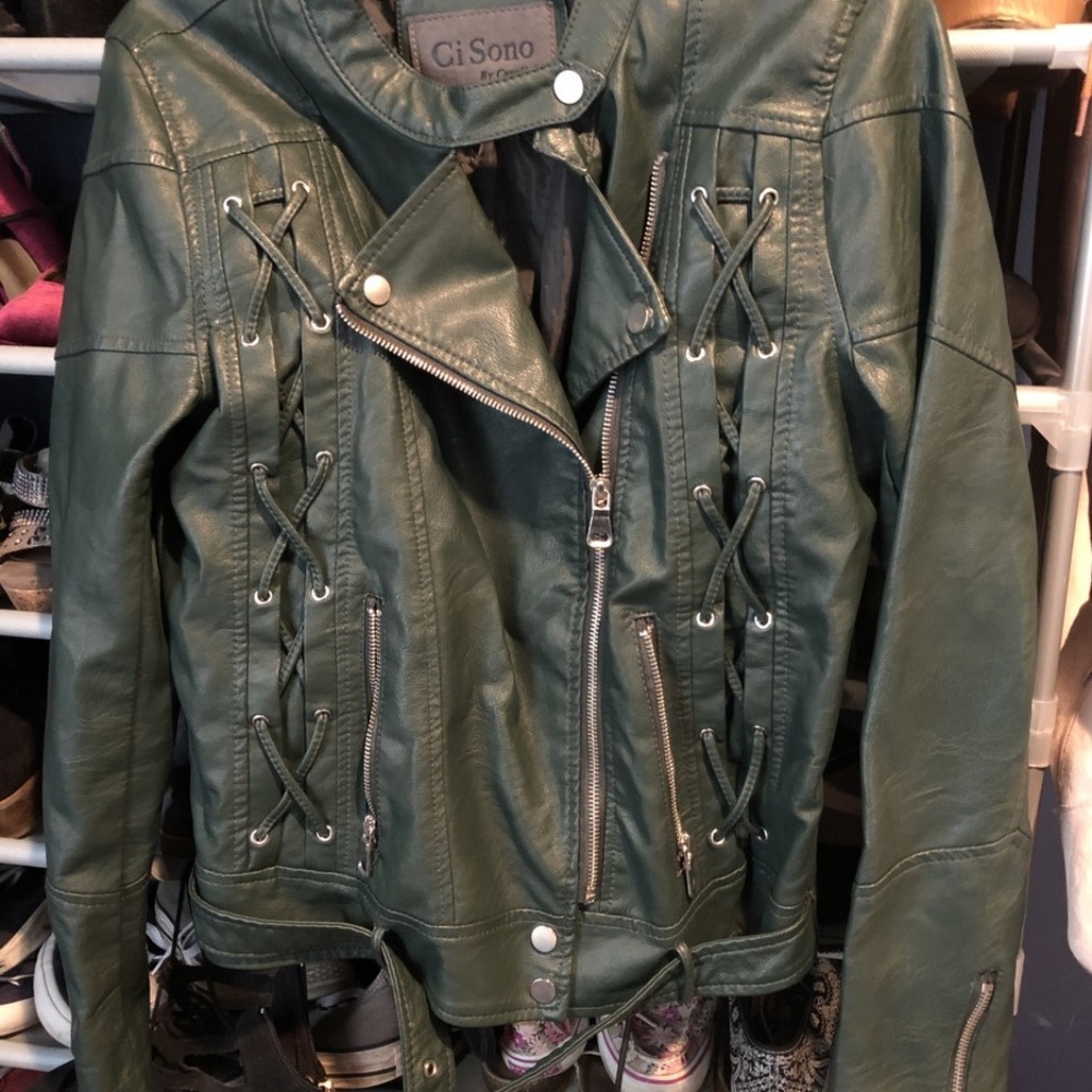Ci Sono by Cavalini Faux Leather Motorcycle Jacket